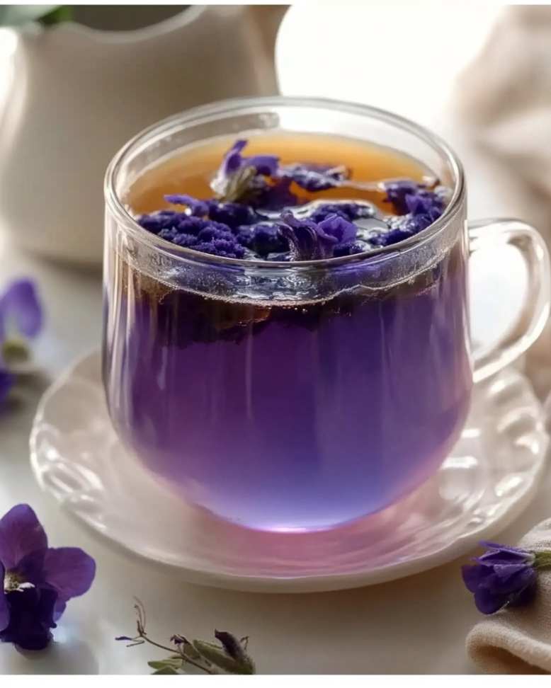 Purple Brazilian Mounjaro drink with lemon and mint for detox and metabolism boost